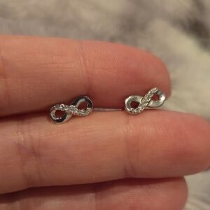 Sterling Silver Infinity Cubic Zirconia Stud Earrings Brand New In Box